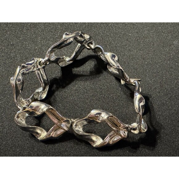 Goldette Bracelet Abbie & Andy Silver Tone 7in - Picture 1 of 4